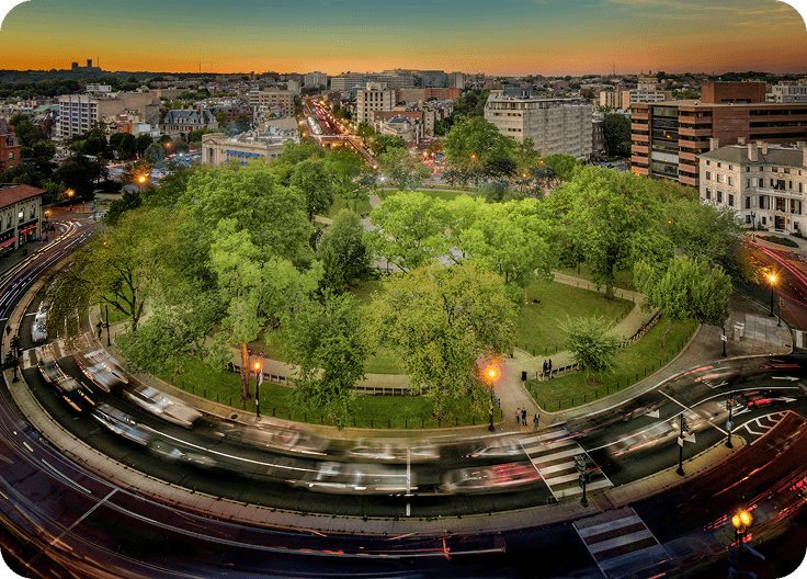 Aerial view of Dupont Circle roundabout