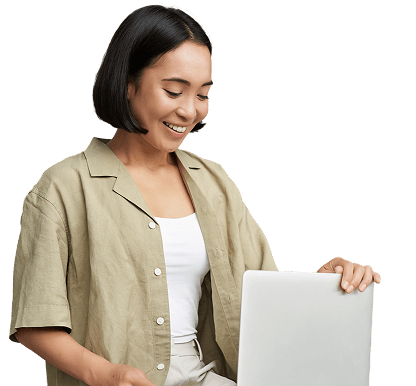 Woman managing public assets on laptop