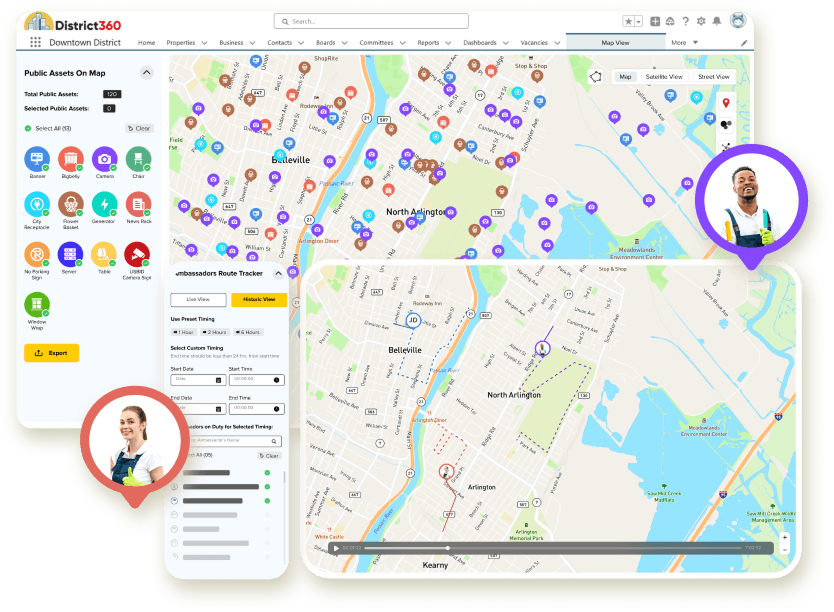 Interactive district map and website management interface